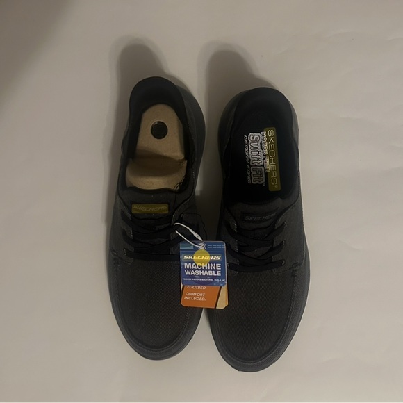 🛑STOP🛑Skechers Men's Shoe Swift Fit Hands Free Lace Up Moc Toe Blk Sz 12 No Box - Picture 8 of 10